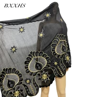 2021 new african women cotton hijab scarf fashion embroidered shawl wrap 230110cm big size muslim turban big inner hijab bx 020
