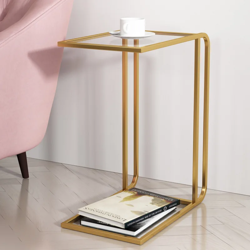 

Nordic Style Small Apartment Side Table Modern Simple Living Room Metal Corner Table Sofa Side Table Glass Small Coffee