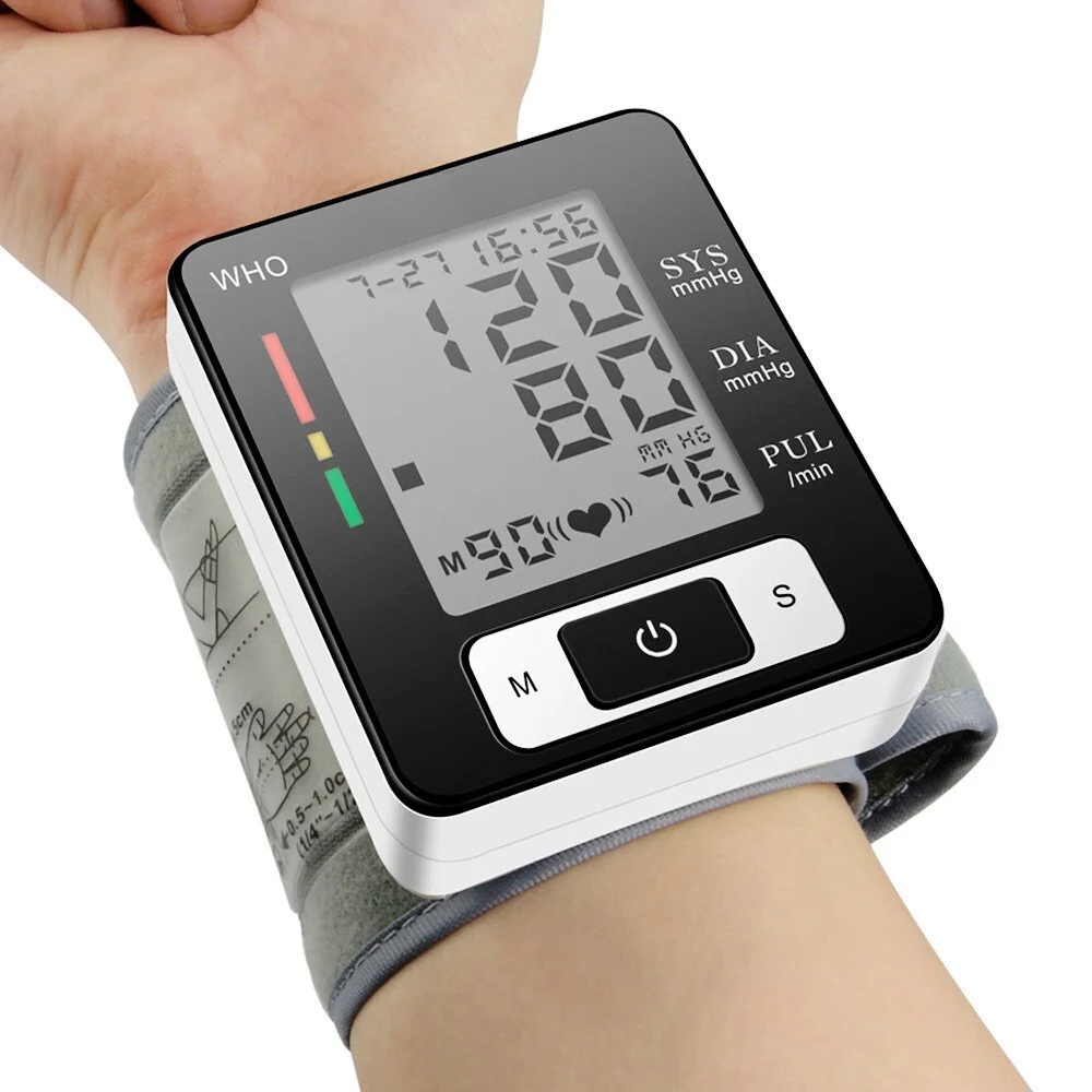 

English or Russian Voice Cuff Wrist Sphygmomanometer Blood Presure Meter Monitor Heart Rate Pulse Portable Tonometer BP