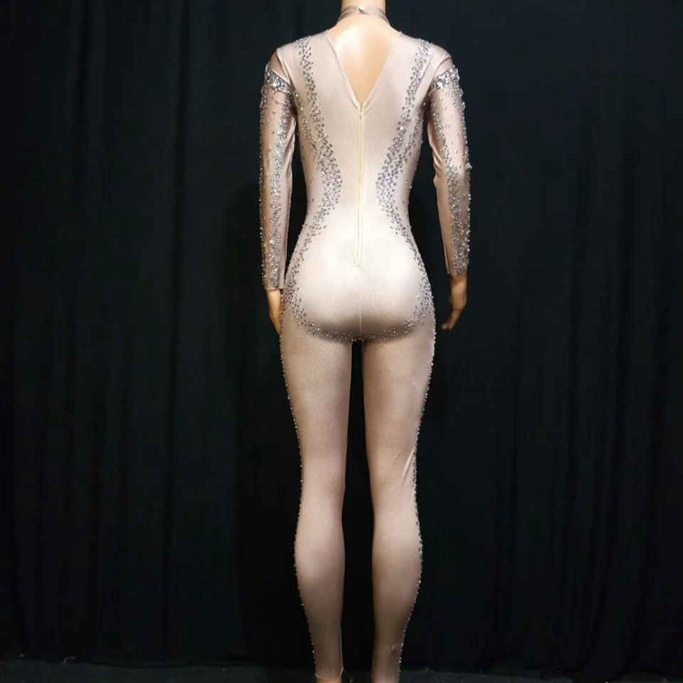 Новый блестящий серебристый комбинезон Стразы сексуальные леггинсы боди с