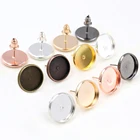 12 мм, 50 шт.лот, Классические Медные сережки с 7 видов цветов покрытием (с заглушкой), сережки, подходят для стеклянных кабошонов 12 мм