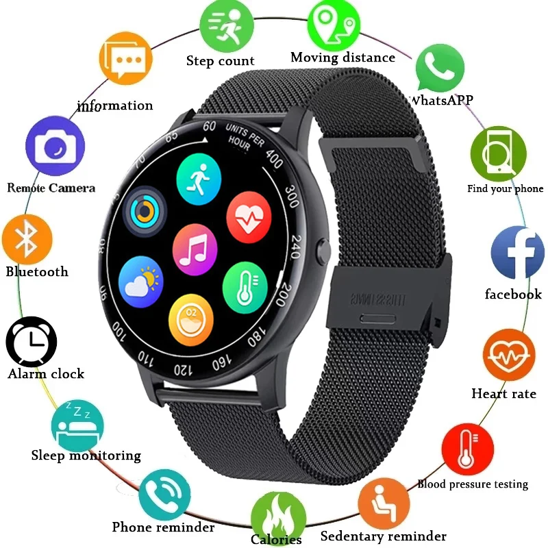 

2021 Full Touch Smart Watch Men Sports Clock Heart Rate Monitor Blood Pressure Fitness Bracelet Smartwatch Women For IOS Android