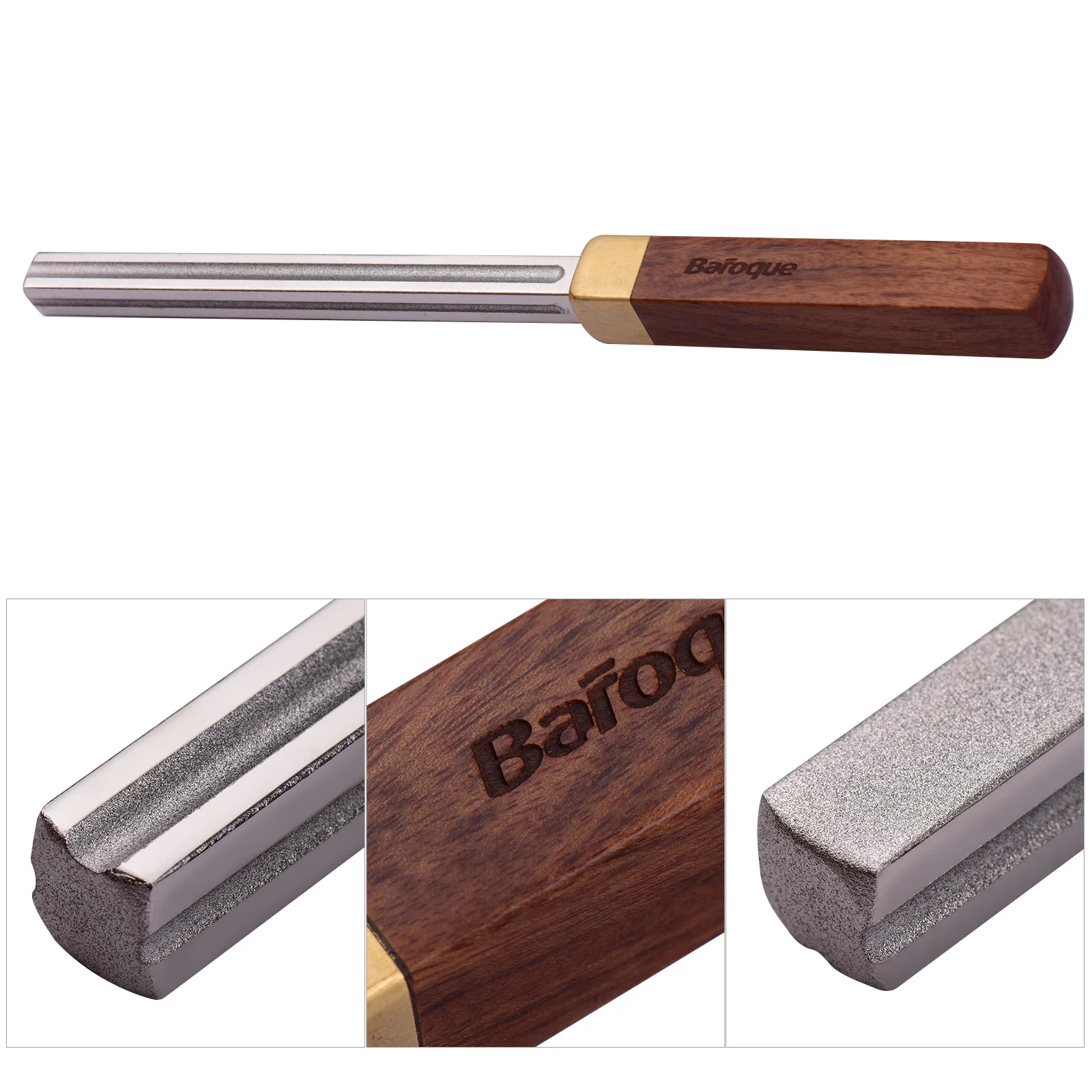 

Baroque CD-20 Guitar Fret Dressing Metal File with 3 Carborundum Slots Wooden Handle Guitar Repair Maintenance Tool Luthier Tool