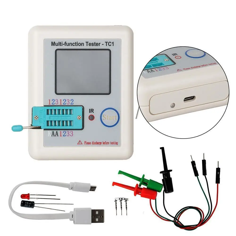 

LCR-TC1 Transistor Tester ESR Capacitance Meter Electronic Diode Test Triode Resistor Screen Multifunctional Component Back O8M6