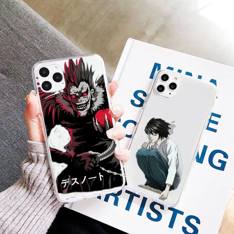 

Cartoon Death Note Japan Anime Phone Case Transparent for iPhone 6 7 8 11 12 s mini pro X XS XR MAX Plus