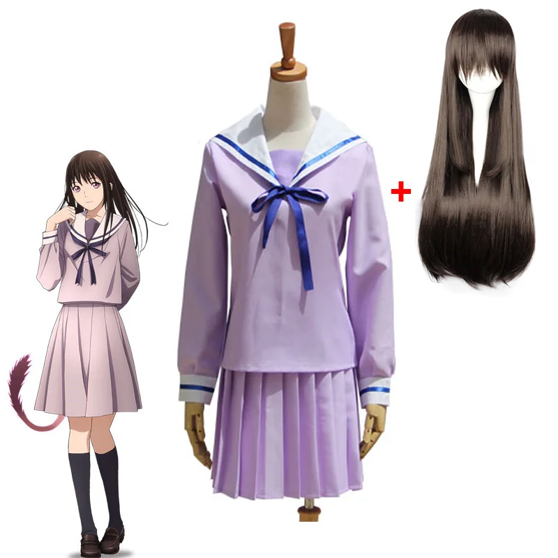 

Hot Anime Noragami Yukine Iki Hiyori Sailor Costume Cosplay Costumes Women Girls Sailor Full Set Dress School Uniform Wig