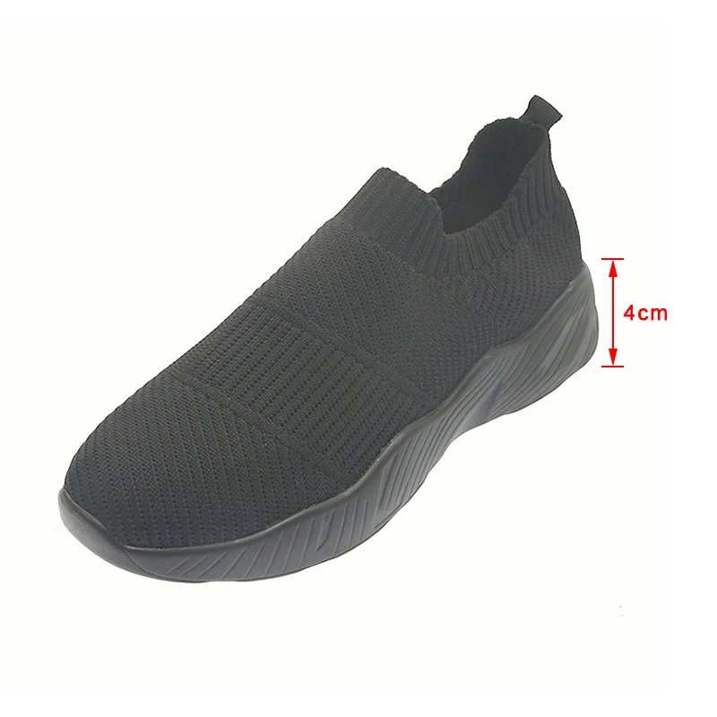 

2021 Women Mesh Knitting Sneakers Casual Non-Slip Breathable Solid Color Comfort Light Females Walking Sports Shoes Big Sizes 43