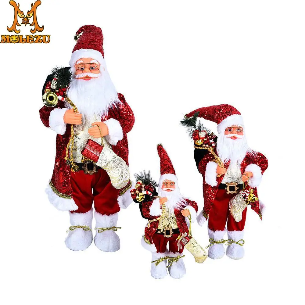

Molezu 30/45/60cm Christmas Large Santa Claus Dolls Ornaments Standing Santa Figurine Doll Christmas Home Decoration Kids Gift