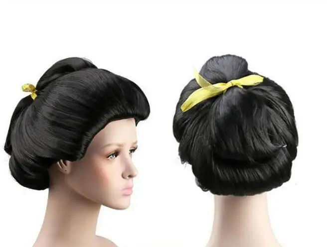 Лидер продаж женский новый черный парик гейши для косплея с длинными волосами из