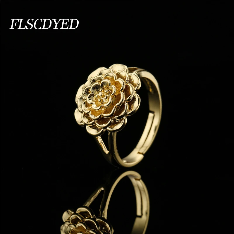 

FLSCDYED Romantic Flowers Gold Adjustable Ring for Women Valentine's Day Girl's Gift Finger Rings 2022 Fashion Wedding Jewelry