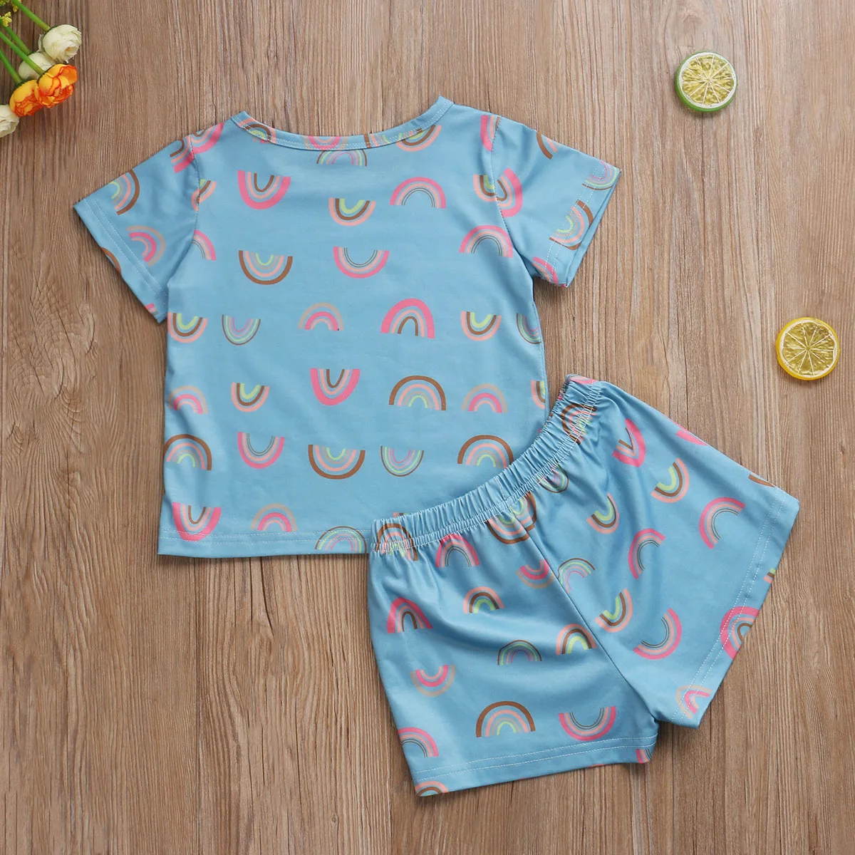

0-4Y Summer Infant Baby Boys Girls Sleepwear Pajama Sets Pattern Print Short Sleeve Pullover Tops Shorts