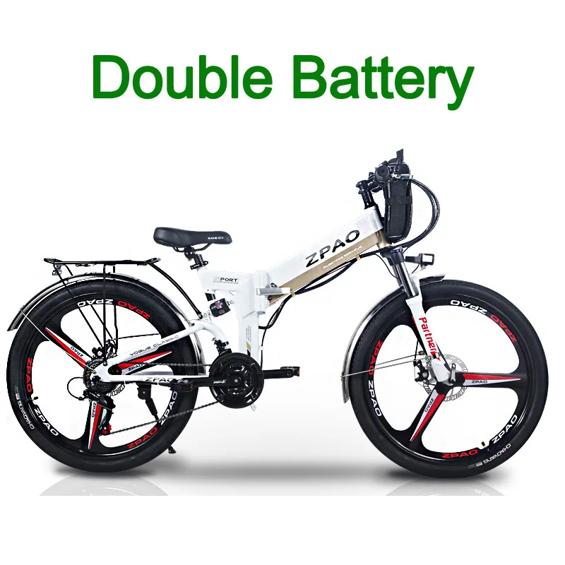 White Double Battery KB26 высокое качество складной электрический велосипед, 26 дюймов 350W горный велосипед, 48В, 10.4Ah литий Батарея, 5 Класс с педалью - Цвет: White Double Battery