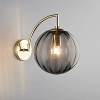 modern art round glass ball wall lamp led indoor wall lights bedroom living room corridor loft decor light fixtures