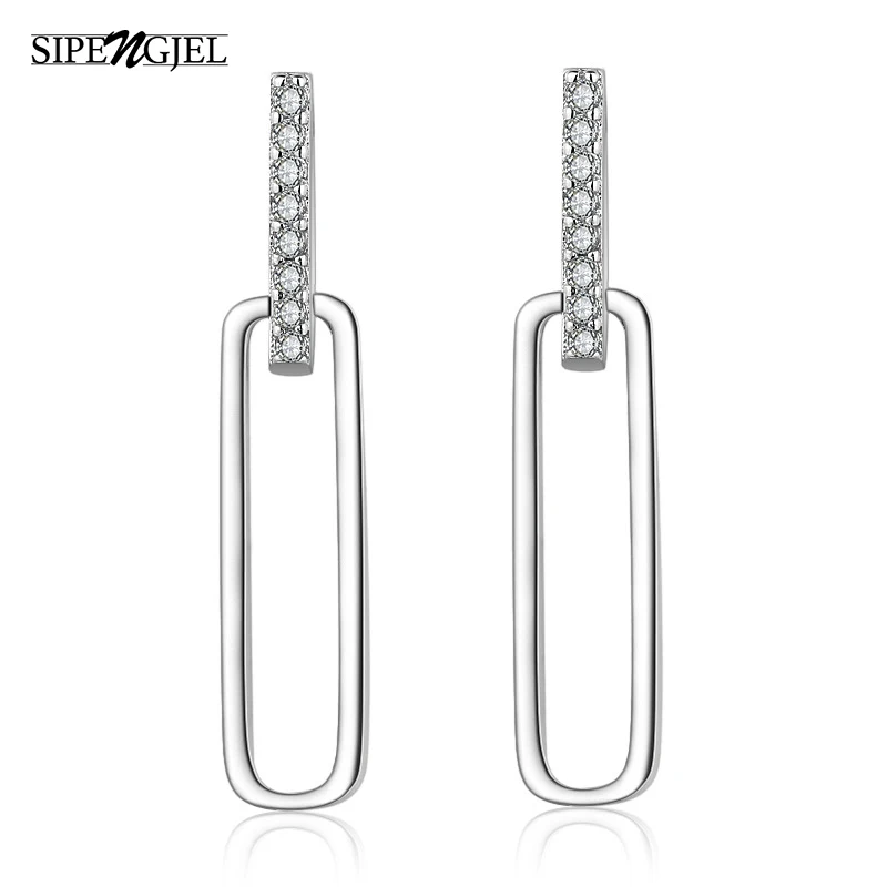 

New Fashion Cubic Zircon Geometric Drop Dangle Earrings Hollow Long Hanging Earrings For Women Jewelry Pendientes Mujer Moda