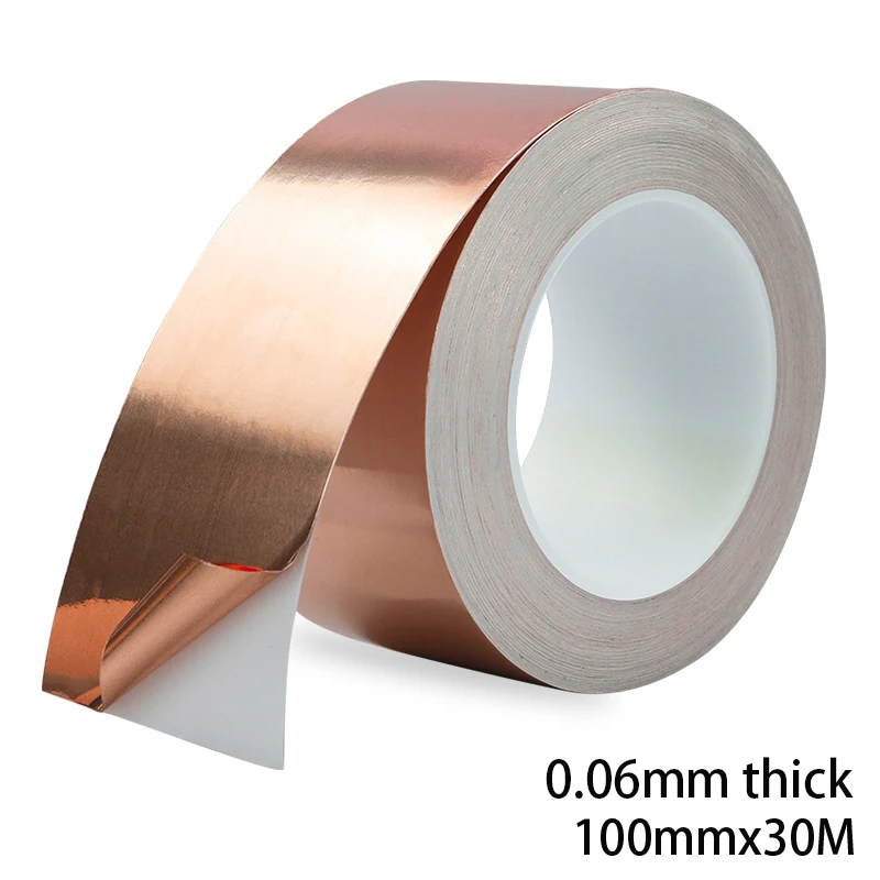 1 Roll 10cm, 100mm*30M*0.06mm Single Sided Conductive Adhesive Copper Foil Tape, Shielding Electromagnetic Interference