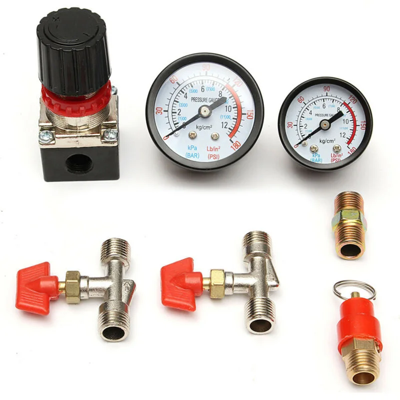 

Air Regulator Compressor Pressure Valve Control Switch Regulator 125 PSI Gauges