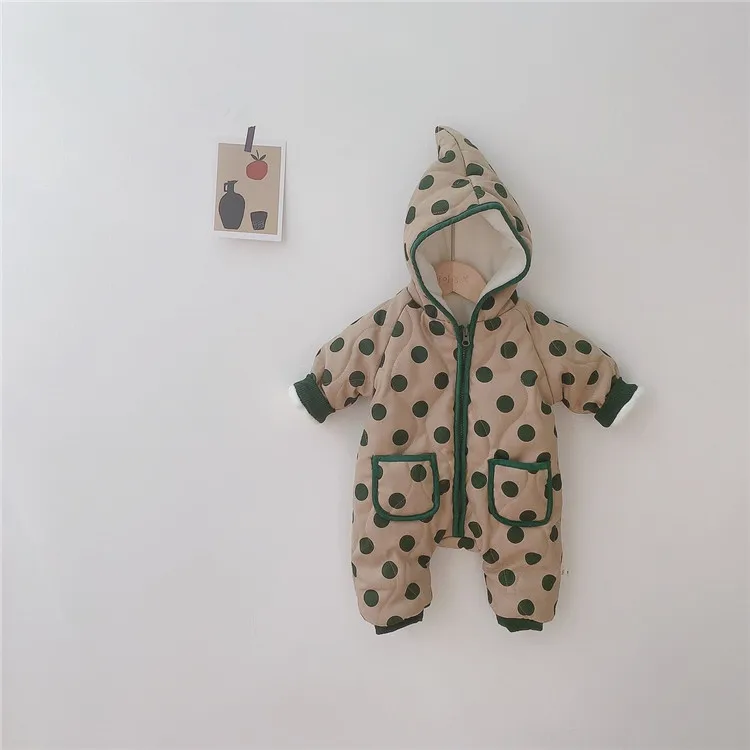 

0-12M Baby Winter Romper Newborn Clothes Hooded Velvet Infant Boys Jumpsuit Toddler Snowsuit Thick Girls Clothes Fleece Overalls