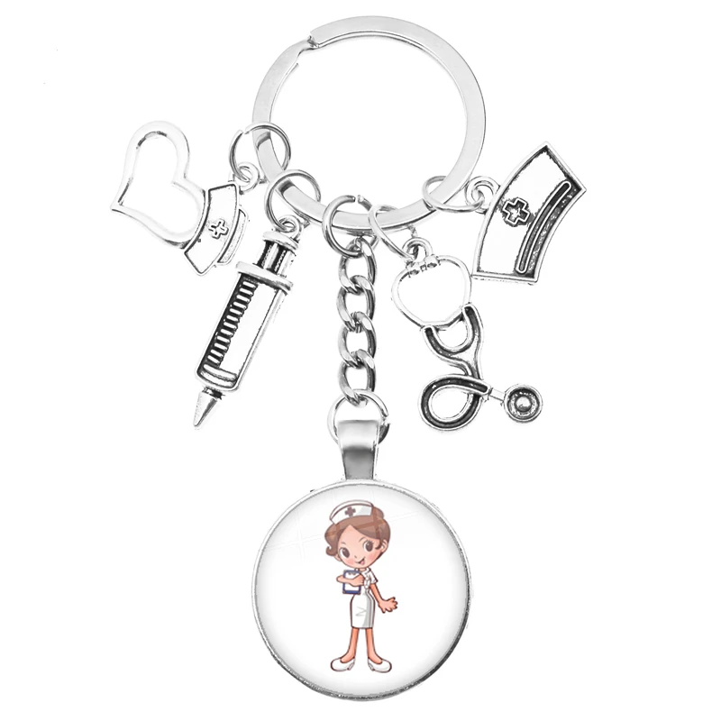 Cute Medical Keychain with Love Heart Key Ring Fashion Jewelry Thanksgiving Gift Key Holder for Nurse and Doctor images - 6