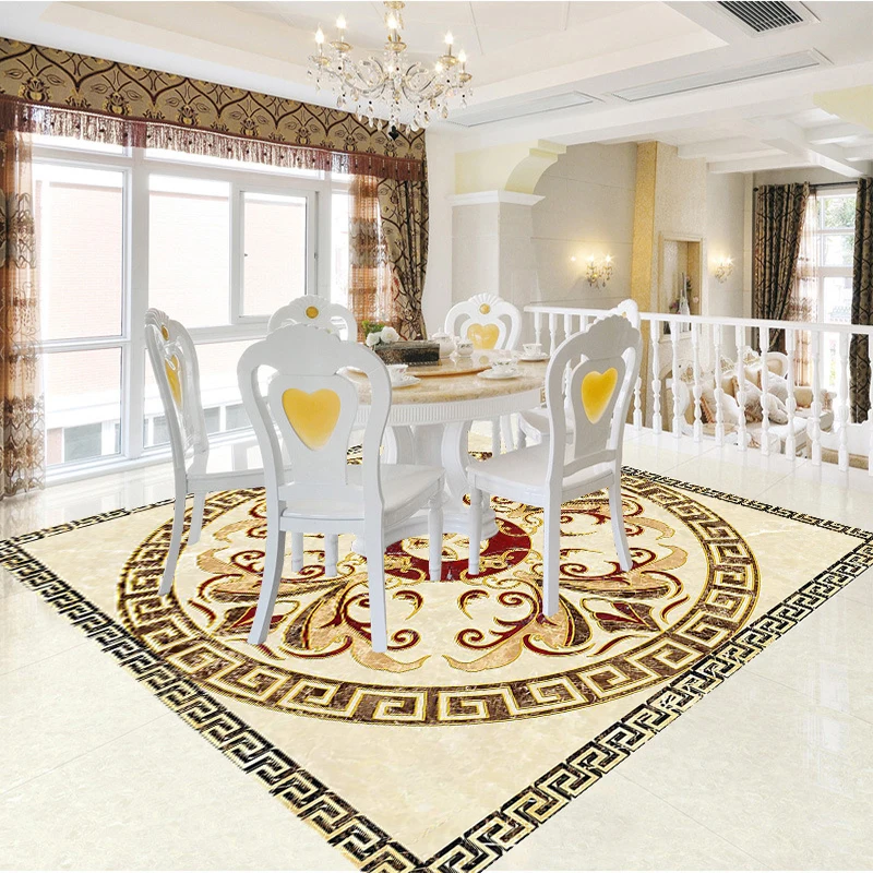 

3D European Style Marble Parquet Non-slip Twill Foor Stickers Living Room Corridor Wallpaper Waterproof Thicken PVC Wall Sticker