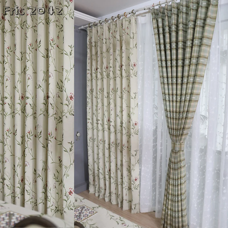 

American Pastoral Flower and Bird Printed Curtains Shading Curtains for Living Room and Bedroom Customized Products