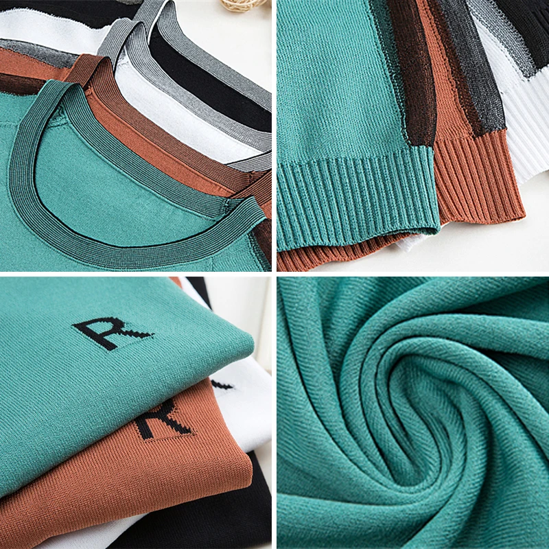 

Casual Letter Embroidery Knitted T-Shirt Women Fashion Side Mesh Patchwork Knitwear Tops Female Summer O-Neck Pullover Tee