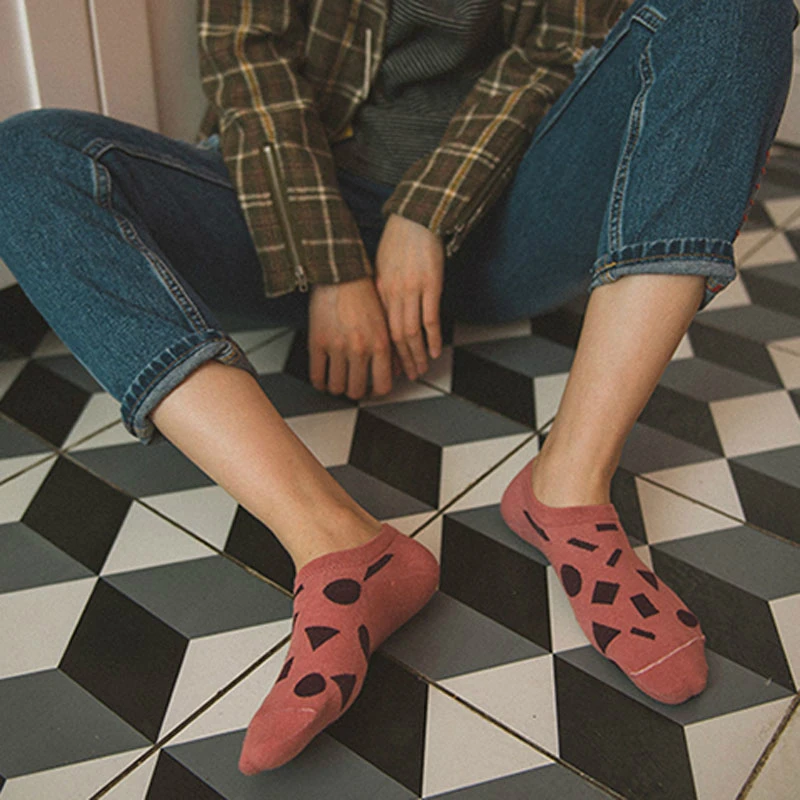 

Women's Short Socks Harajuku Hidden Socks Cotton Animal Wave Point Zebra Pattern Camouflage Boat Socks Cartoon Pattern Low Cut