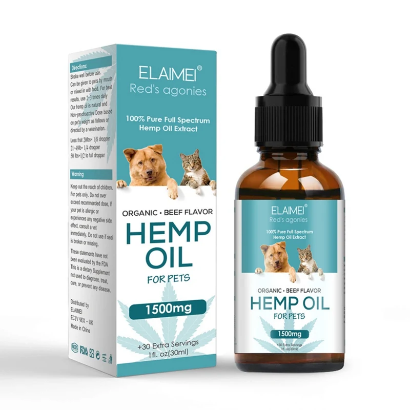 

New Hemp Essential Oil for Dogs Natural Herbs of Pet Care Oil Anxiety Relief Pain Joint hip Strengtheens immunity