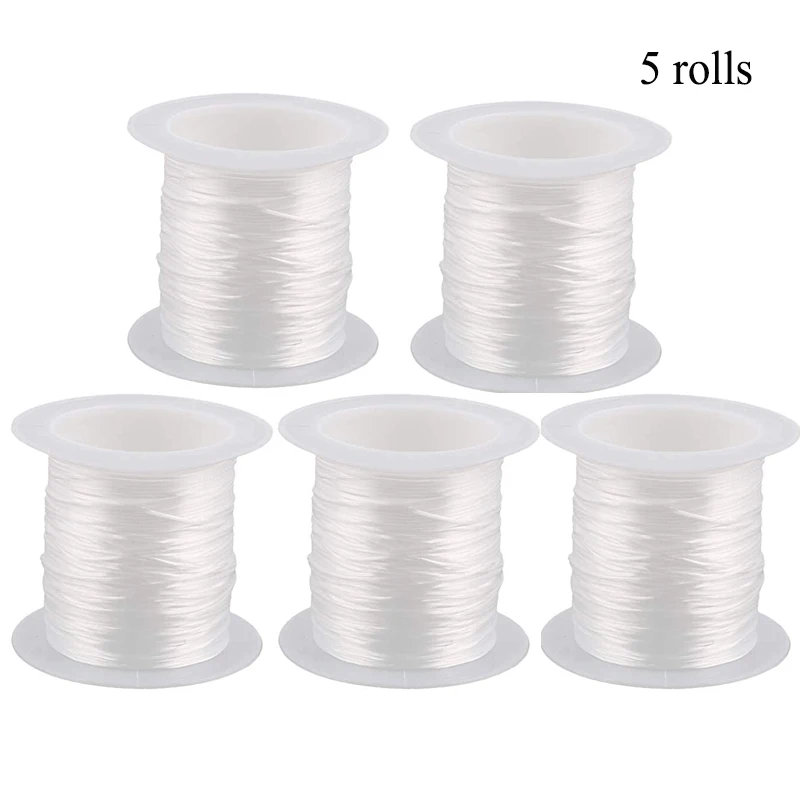 5 Rollsx10m Белый Эластичные Бисер нить шнур 0 8 мм DIY браслет Цепочки и ожерелья делая