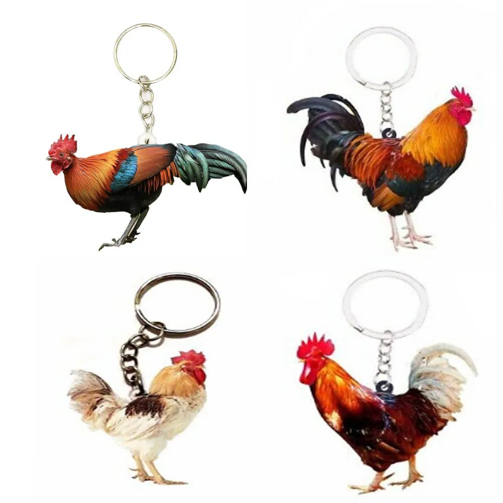 

Chickens Acrylic 4pcs/set Keychains Anime 2021 on Backpack for Best Friends Boyfriend Gift Keyring Animal Phone Charm Llaveros