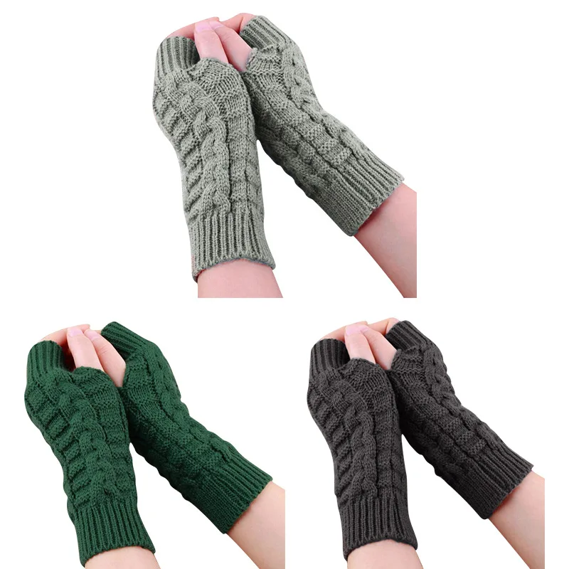 

New Designer Women's Gloves Handmade Winter Warm Knitted Long Gloves for Women Lady Girl