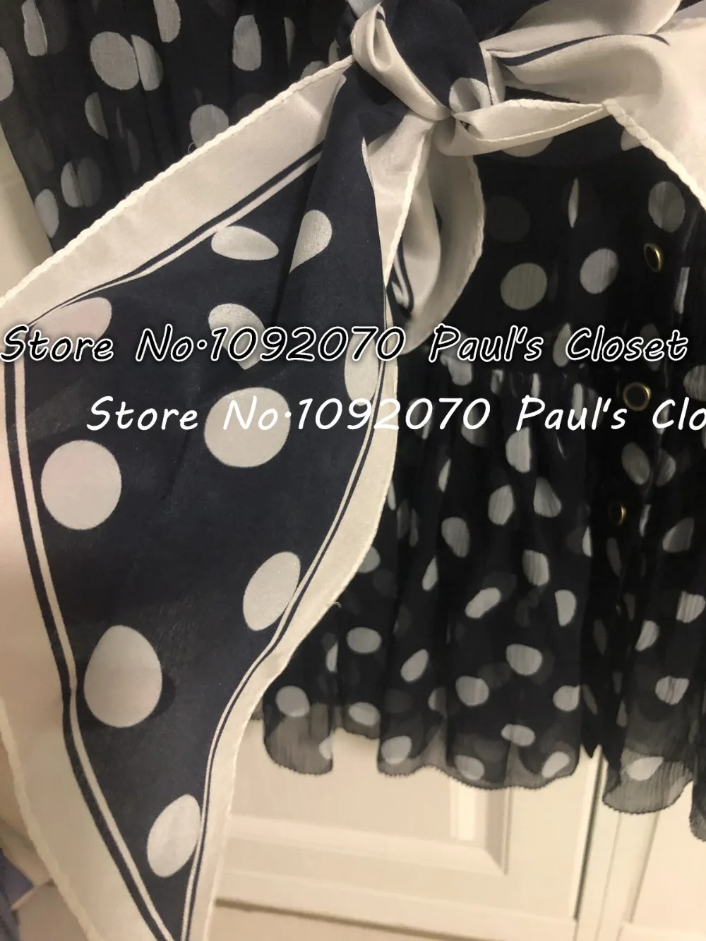 Women High collar Midnignt Dot Spot Print Silk Mini Dress