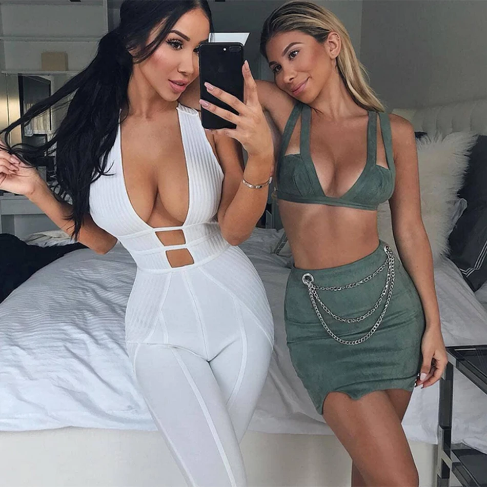 Женский Облегающий комбинезон без рукавов белый ажурный праздвечерние чный