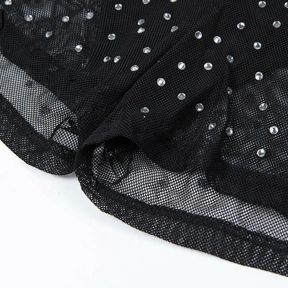 Женский комплект бикини сетчатый прозрачная в крупную сетку с блестками и