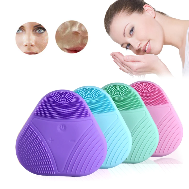 

Электрическая силиконовая щетка для лица, ультразвуковая вибрация, глубокое очищение пор, мойка черных точек, уход за кожей, Массажная щетк...