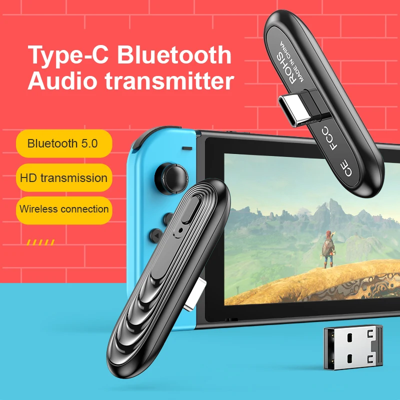USBc Type C Bluetooth 5 0 передатчик аудио адаптер для Airpods ПК PS4 Pro Nintendo переключатель BT