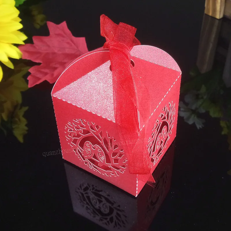 50 шт классический стиль Птицы Свадебная коробка конфет жемчужная бумажная для с