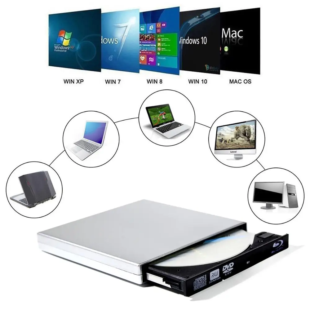 YAHEY Blu ray проигрыватель привод USB 2 0 Внешние оптические диски DVD горелка BD ROM