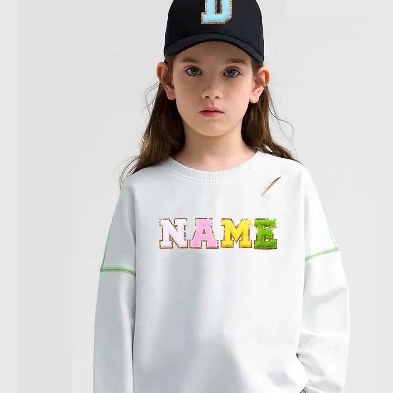 Зеленые нашивки с буквами и блестками полотенце вышитые для одежды сделай сам