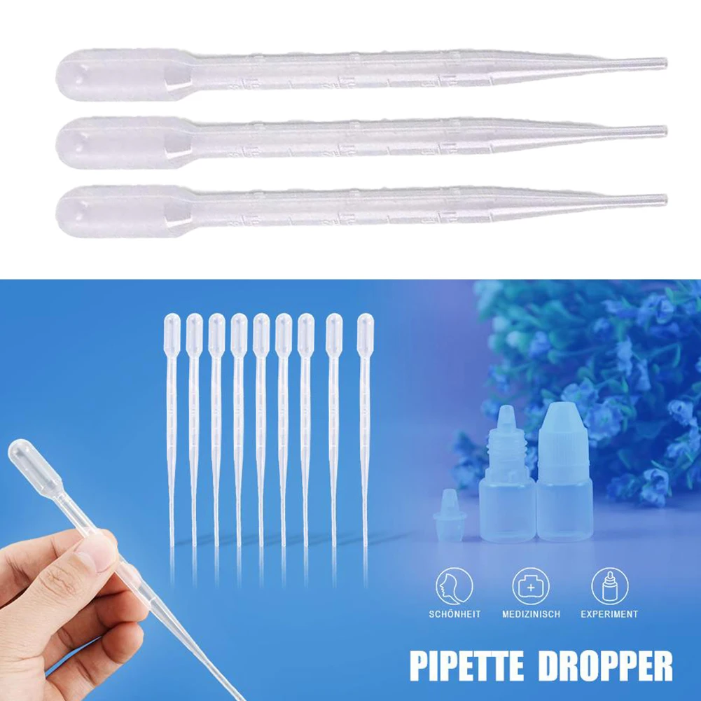 

100PCS 3ML Disposable Plastic Eye Dropper Transfer Graduated Pipettes Office Lab Experiment Supplies Small Tool Accessory
