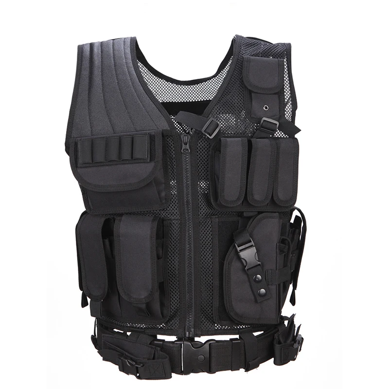 Военная охотничья жилетка CS черная камуфляжная сетка тактическая Wargame Body Molle Armor