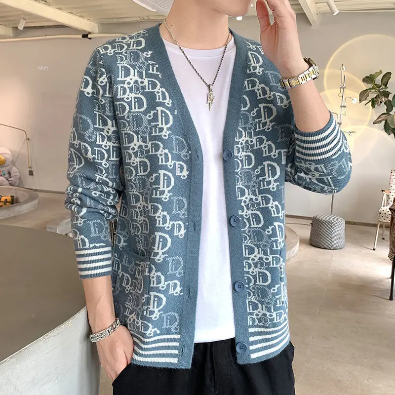 

Cardigan men's short jacket autumn and winter new Korean style self-cultivation trend youth jacket sweater coat jacket