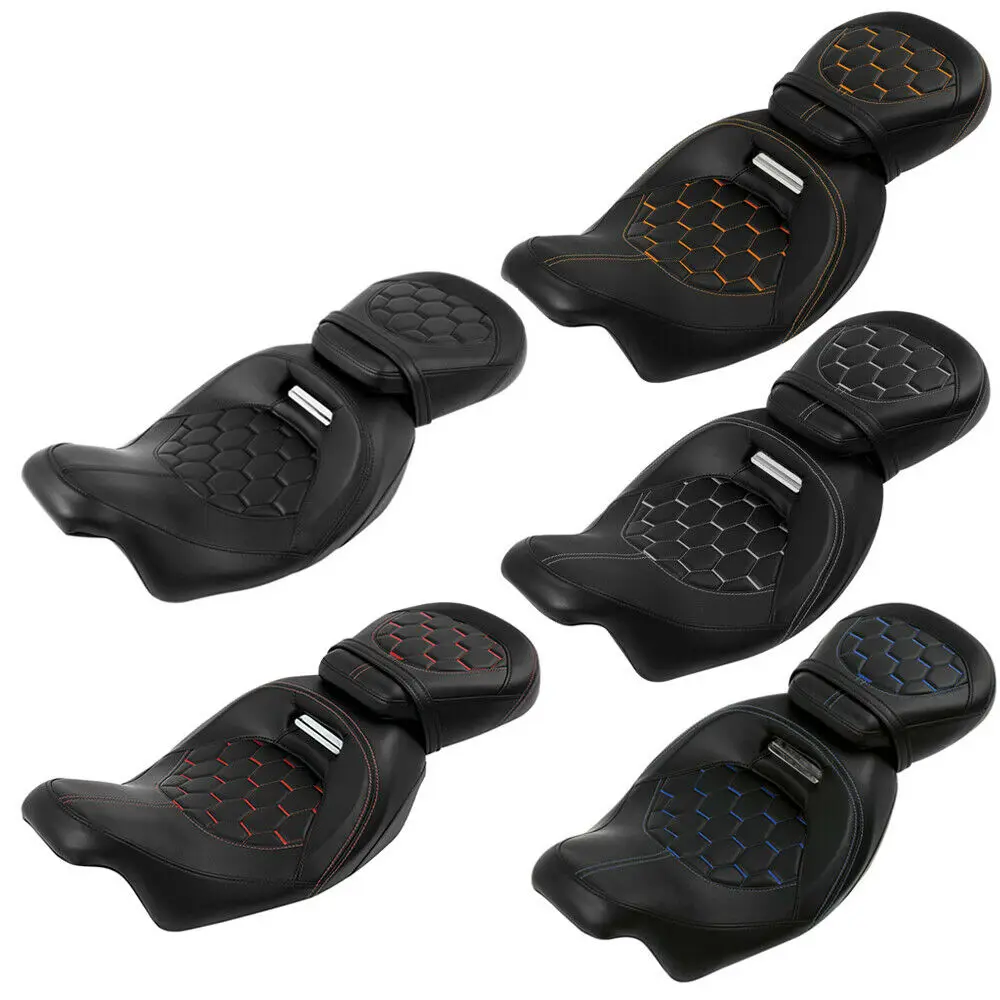 

Motorcycle Two-Up Seat Backrest Pad For Harley Touring CVO Street Electra Glide Road King 2009-2020 2014 Driver Passenger