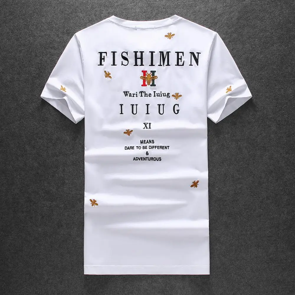 Футболка мужская с вышивкой тенниска короткими рукавами брендовая дизайнерская