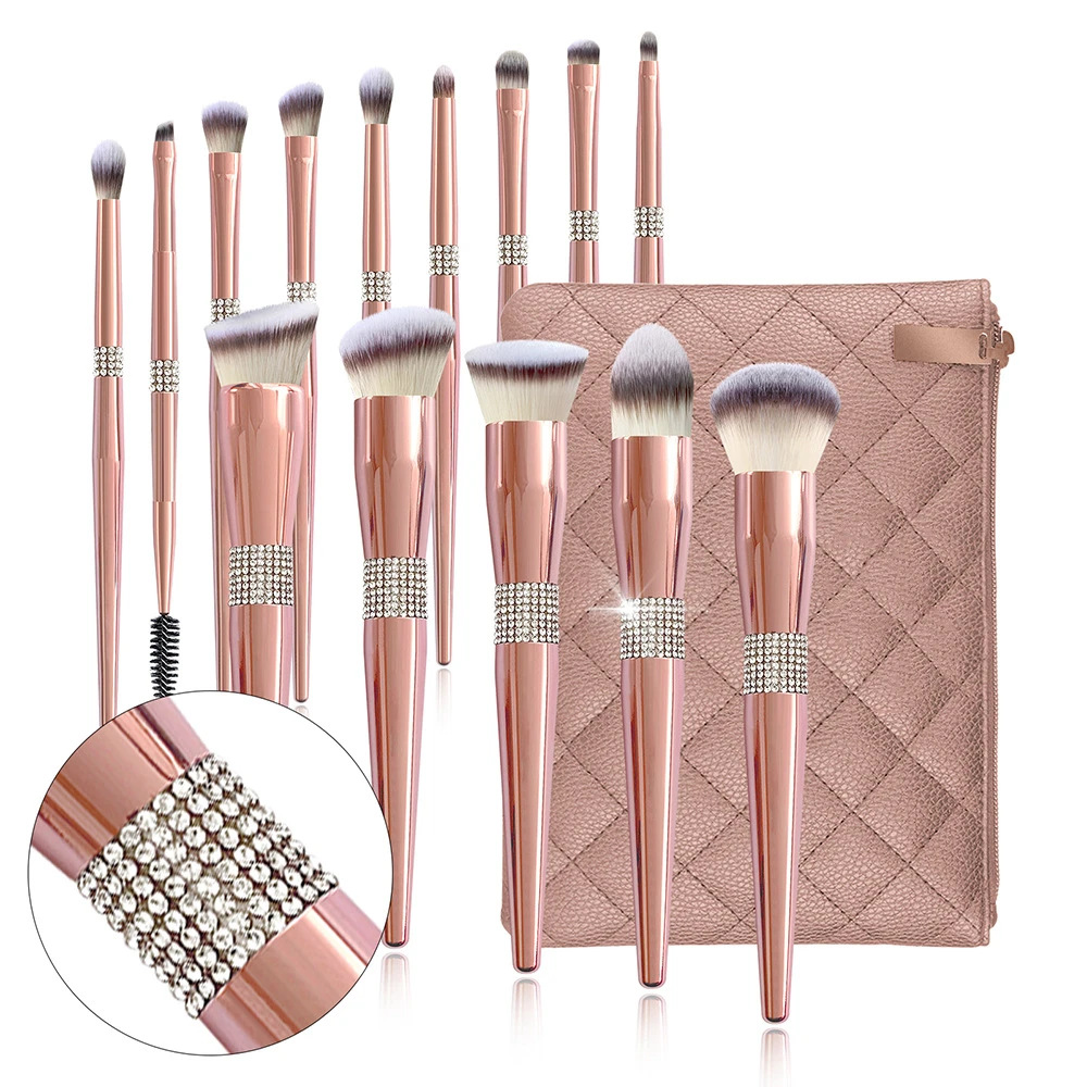 

10/14pcs Diamond Makeup Brushes Set Cosmetic Powder Foundation Blush Contour Eye Shadow Liner Eyebrow Eyelash Make Up Brush Tool
