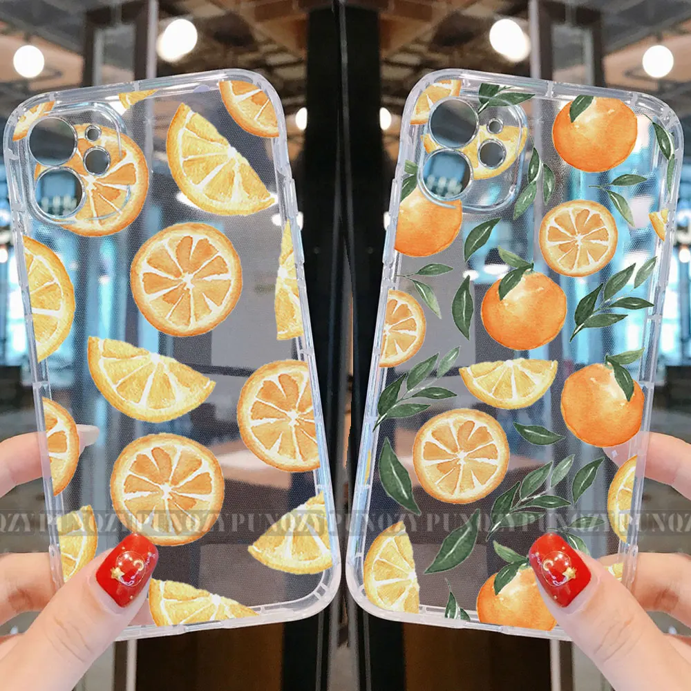 

Summer Tropical Plants Orange lemon Fruits Art Clip phone Case For iPhone 12 Pro 11 PRO MAX XR X MAX 7 6S 8 Plus 5S SE TPU Case