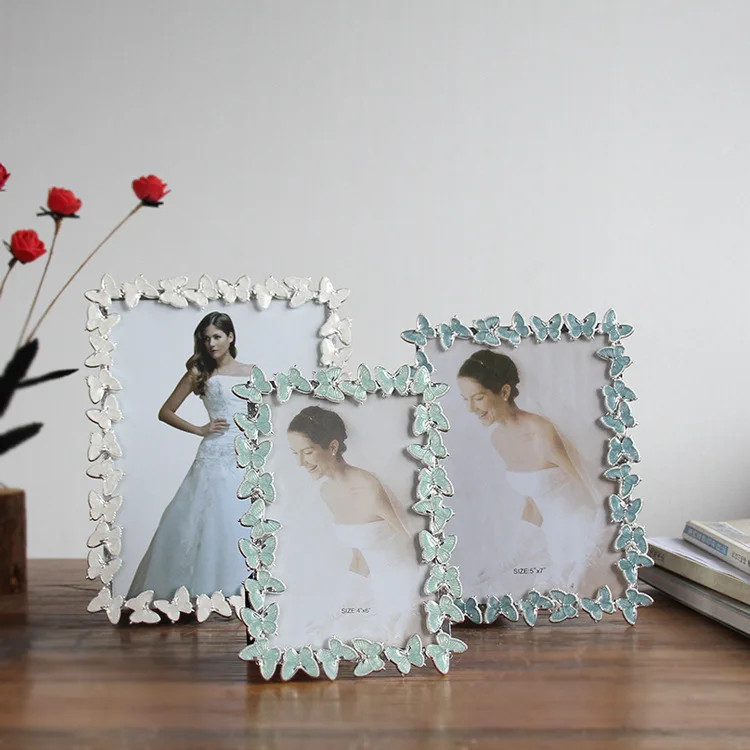 

Butterfly Metal Picture Frame Simple Style Wedding Dress Photo Frame Living Room Bedroom Decoration Photo Frames Best Gift MJ