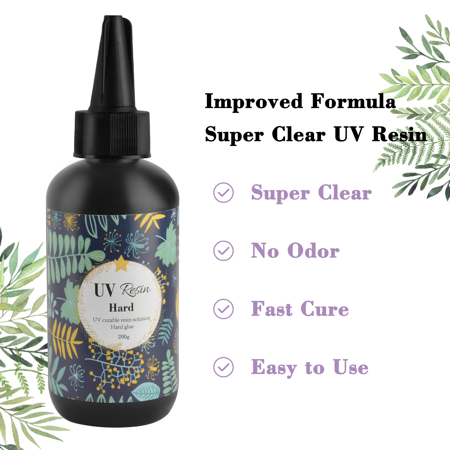 

100/200g Hard UV Resin Glue Crystal Clear Ultraviolet Curing Epoxy Resin Quick-drying Non-toxic Solar Cure DIY Jewelry Making
