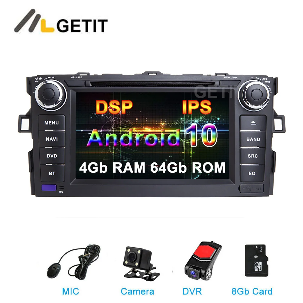 Android 10,0 Автомобильный DVD радио плеер стерео Gps для Toyota Auris(2008-2012) автомобильная навигация