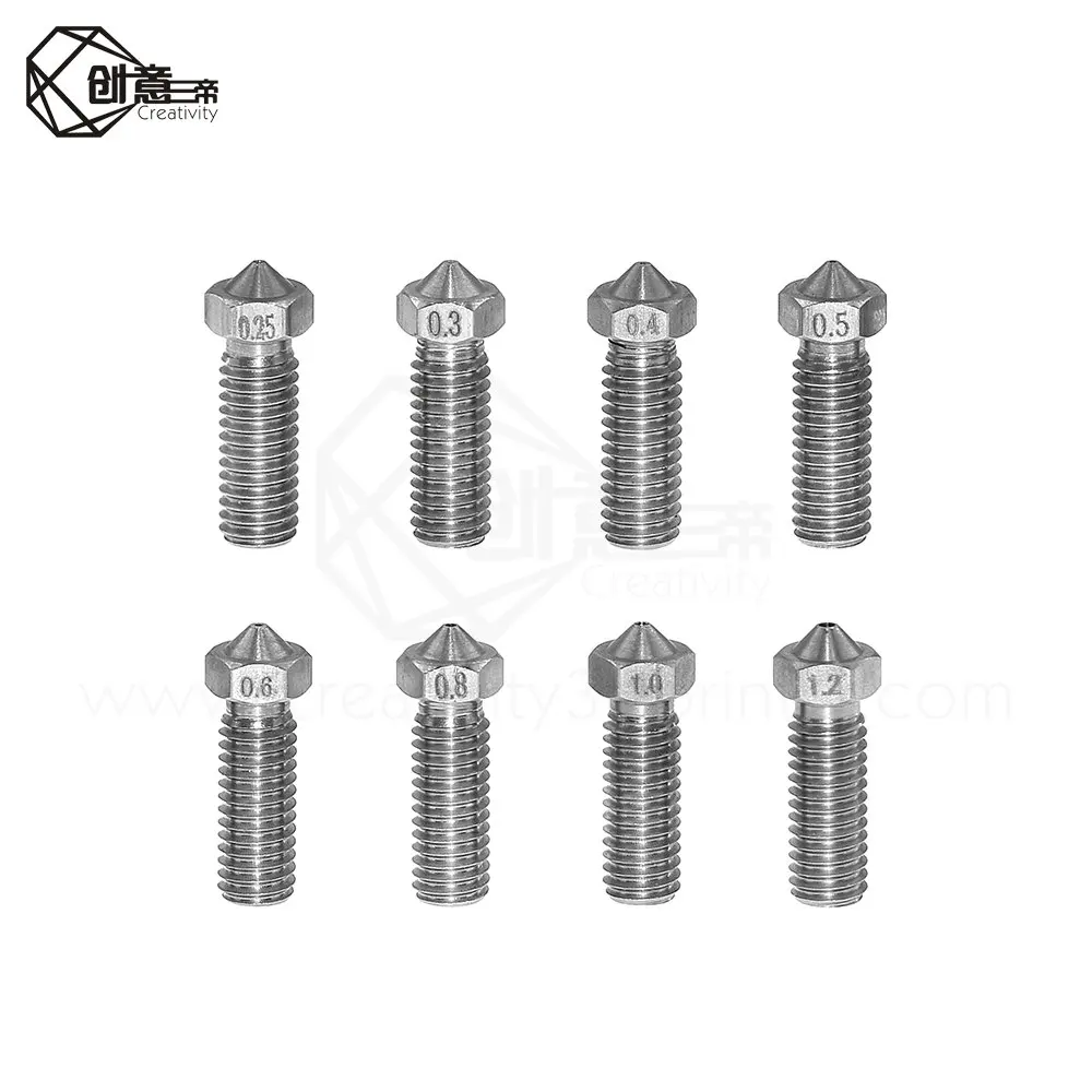 

5Pcs Volcano Mouth Nozzles 1.75mm Filament 0.2/0.25/0.3/0.4/0.5/0.6/0.8/1.0/1.2mm 3D Printer Part Copper Lengthen Extruder part