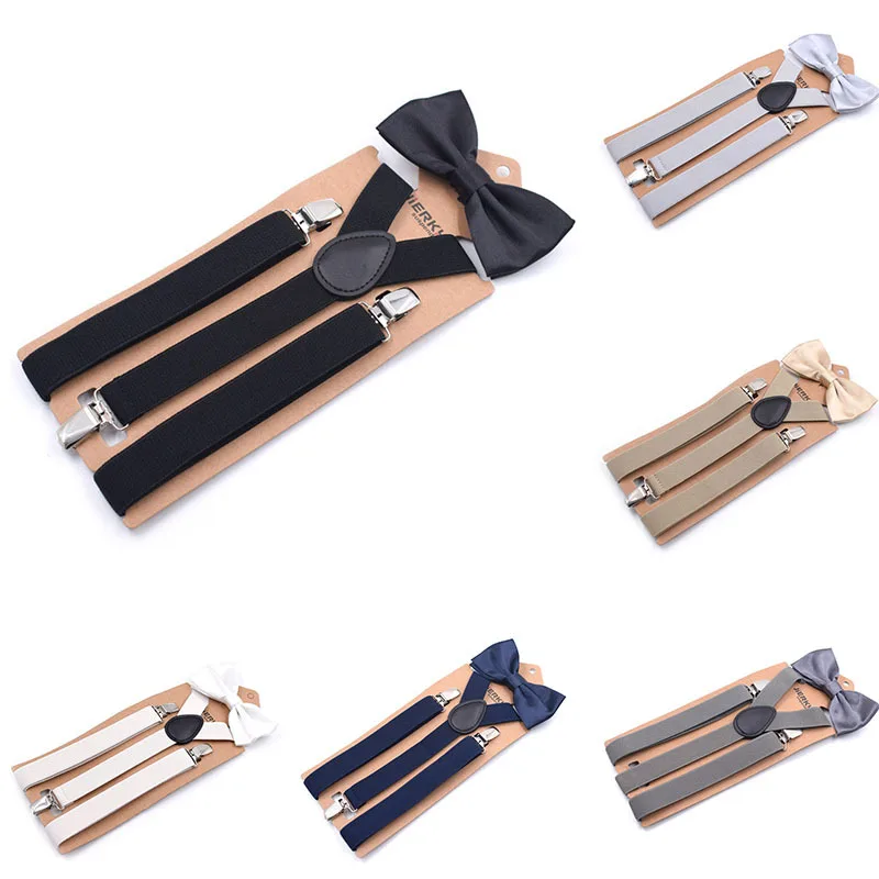 

Набор простых разноцветных галстуков-бабочек, мощные эластичные регулируемые подтяжки для брюк в стиле унисекс, с тремя зажимами